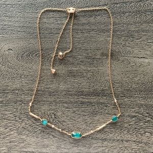 Kendra Scott rose gold with emerald gems necklace